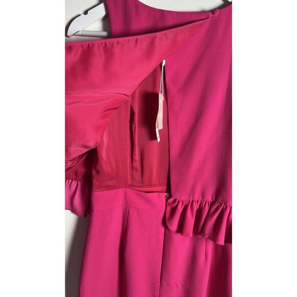 Trina Turk Size 6‎ Hot Pink Sleeveless Ruffle Open Back Crepe Formal Dress NEW - Picture 9 of 14